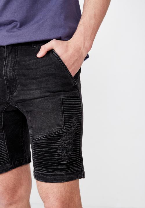 Factorie - Moto denim short - black