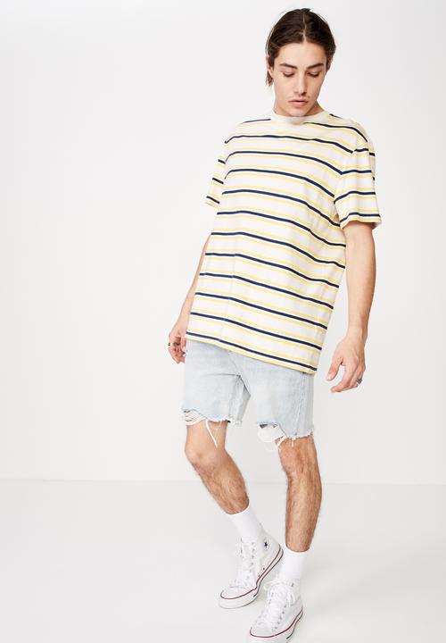 Factorie - Ripped rigid denim short - blue