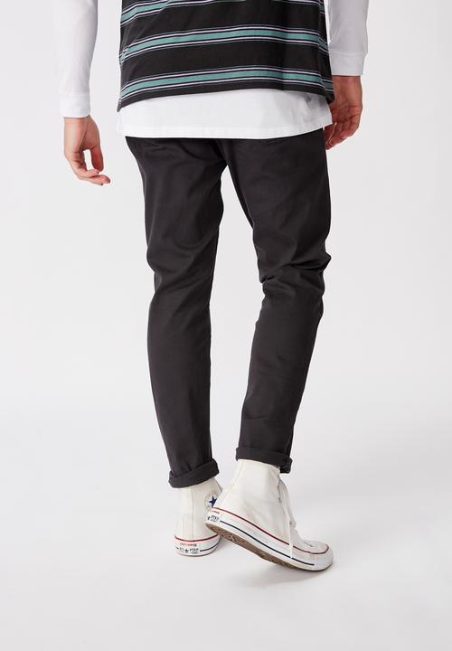 Factorie - Washed slim leg pant - black