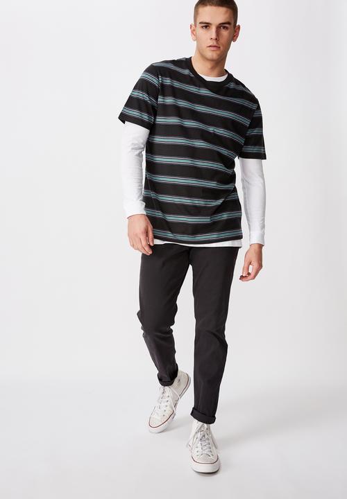 Factorie - Washed slim leg pant - black
