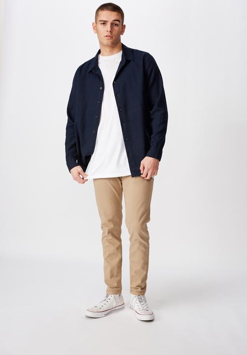 Factorie - Washed slim leg pant - beige 