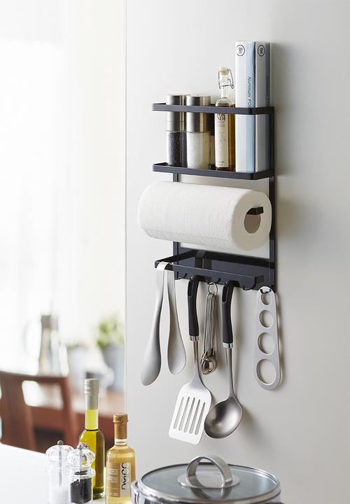 Yamazaki - Tower magnetic refrigerator side rack - black