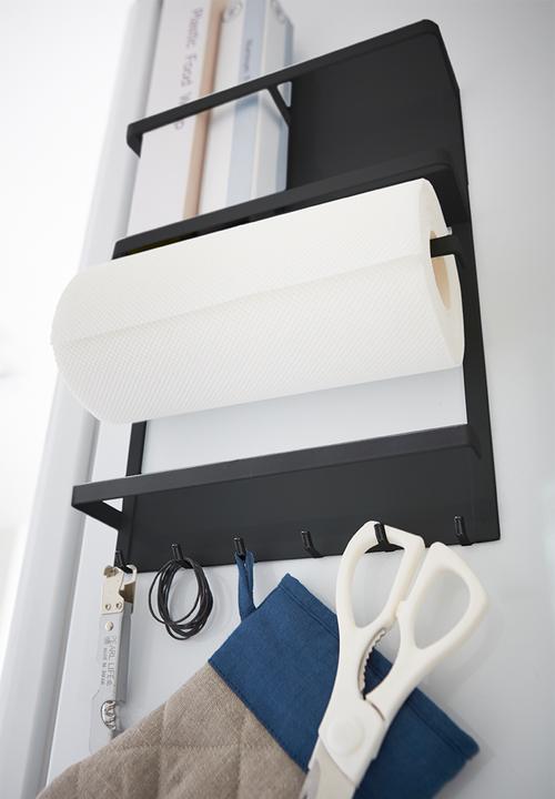 Yamazaki - Tower magnetic refrigerator side rack - black