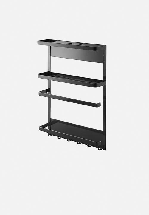 Yamazaki - Tower magnetic refrigerator side rack - black
