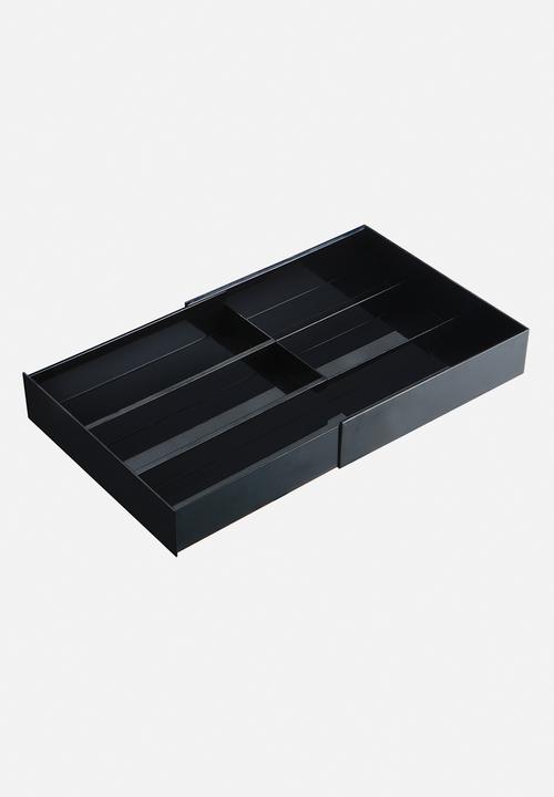 Yamazaki - Tower extendable cutlery tray with slide - black