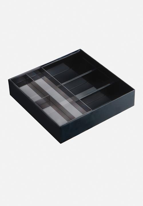 Yamazaki - Tower extendable cutlery tray with slide - black
