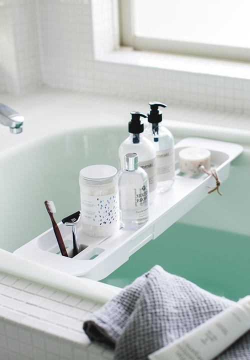 Yamazaki - Tower extendable bathrub tray - white