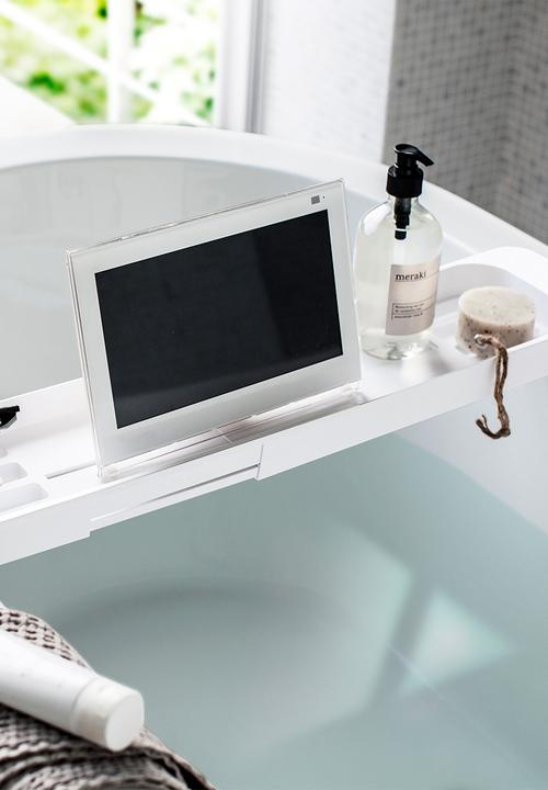 Yamazaki - Tower extendable bathrub tray - white