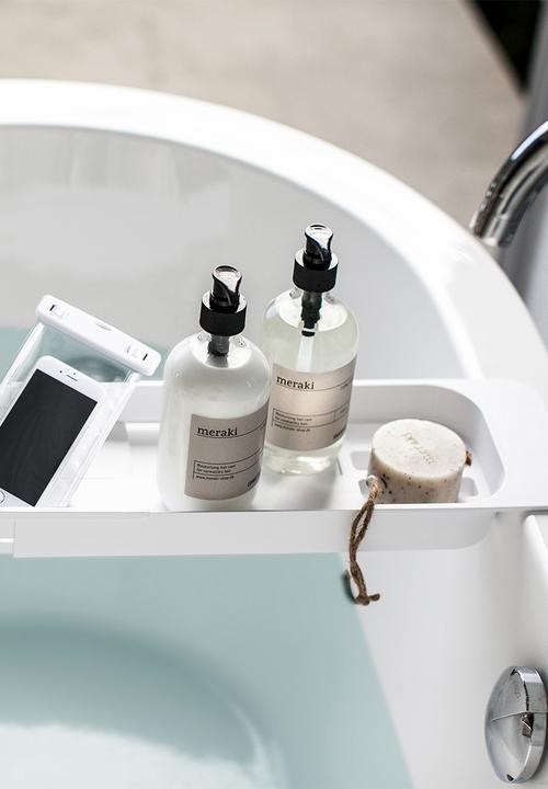 Yamazaki - Tower extendable bathrub tray - white