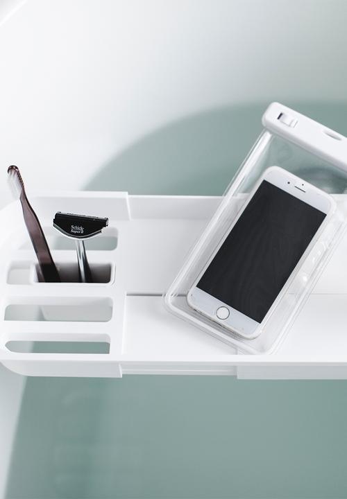 Yamazaki - Tower extendable bathrub tray - white