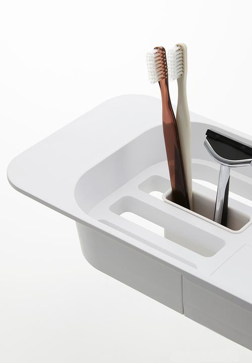 Yamazaki - Tower extendable bathrub tray - white