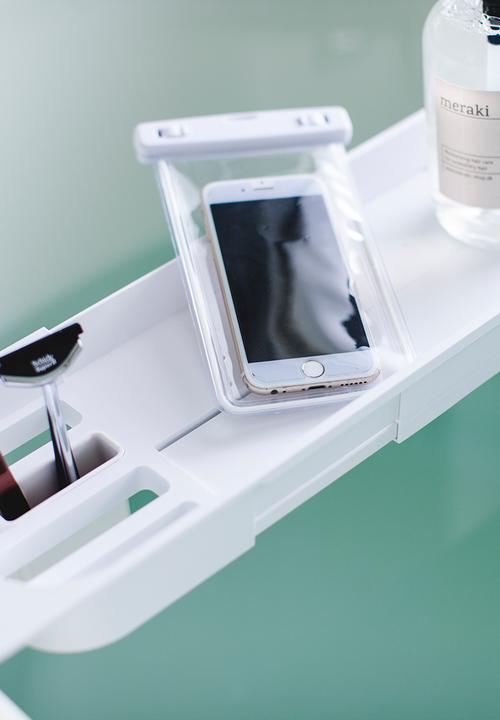 Yamazaki - Tower extendable bathrub tray - white