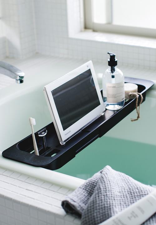 Yamazaki - Tower extendable bathrub tray - black