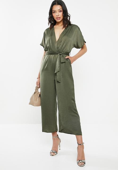 Glamorous - Wrap front v-neck jumpsuit - khaki