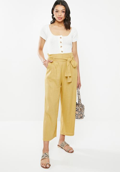 Glamorous - Linen look trousers - mustard
