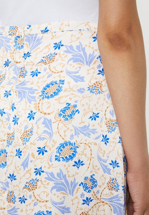 Glamorous - Wrap skirt - cream & blue