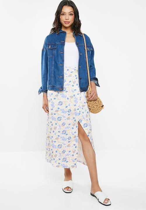 Glamorous - Wrap skirt - cream & blue