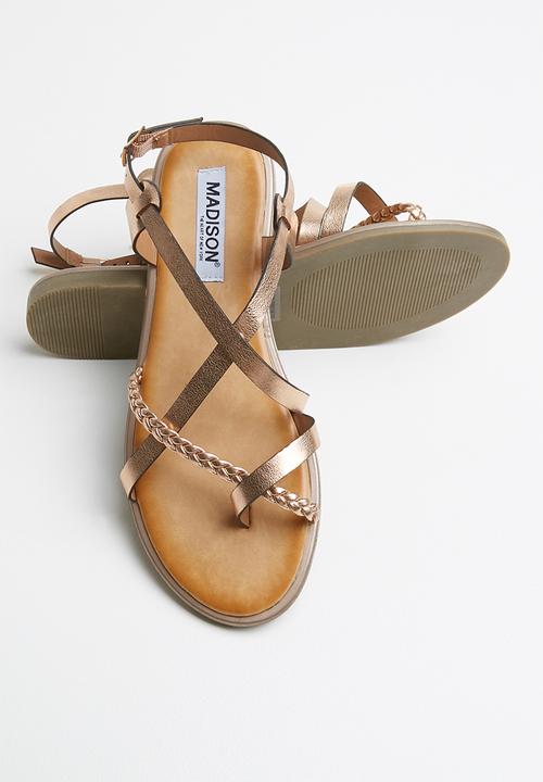 Madison® - Metallic braided strappy sandal - gold