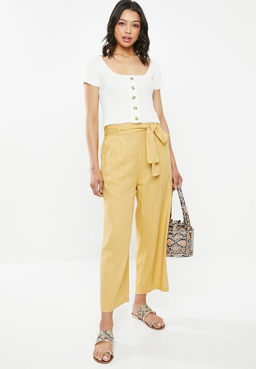 Glamorous - Button front rib crop - cream
