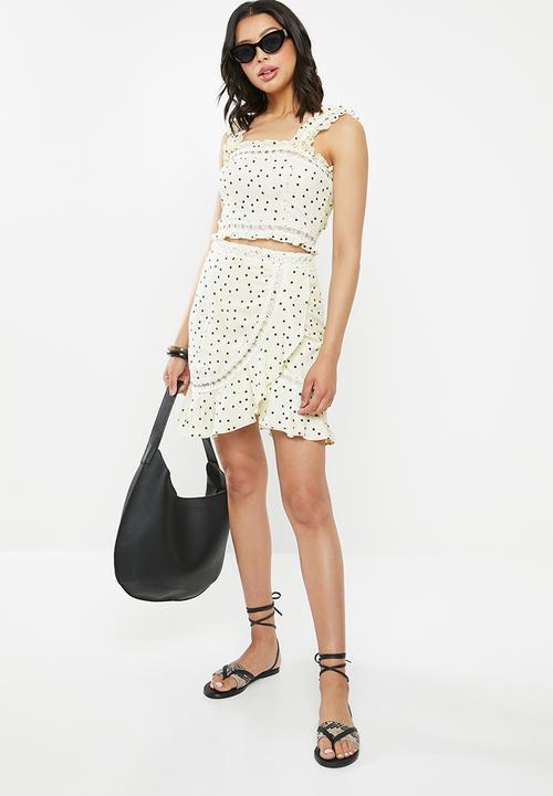 Glamorous - Co ord fril skirt - cream