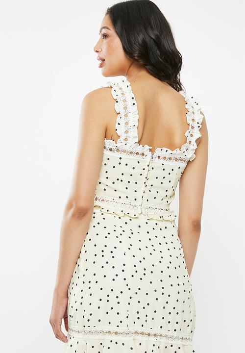 Glamorous - Frill strappy co- ord top - cream 
