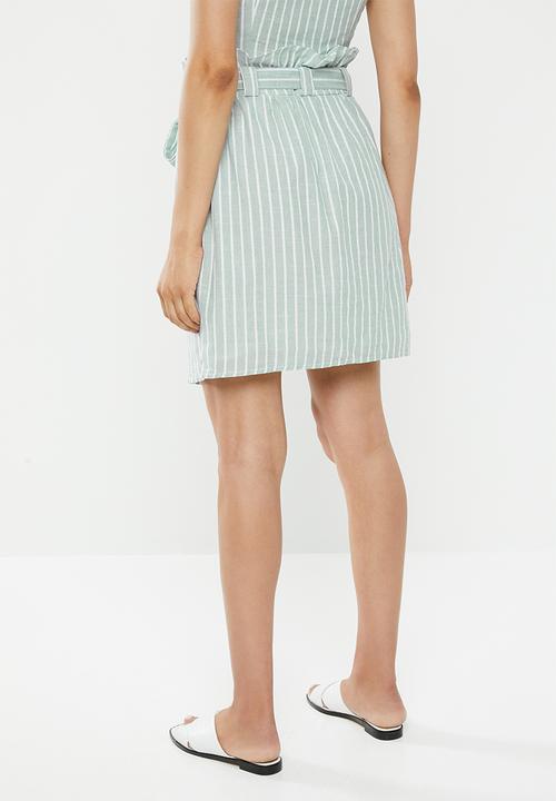 Glamorous - Button through co ord skirt - green & white