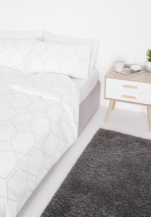 Sixth Floor - Lattice printed polycotton duvet set - white/grey