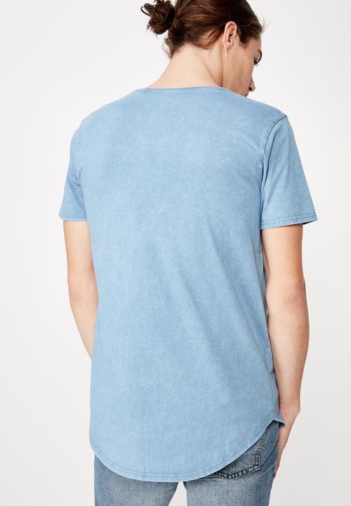 Factorie - Washed curved T-shirt - blue