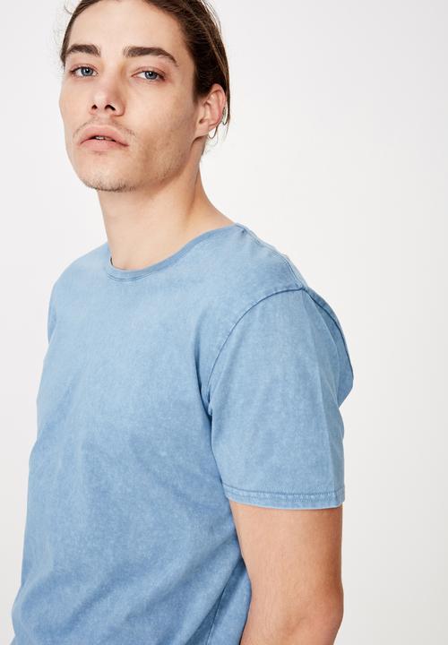 Factorie - Washed curved T-shirt - blue
