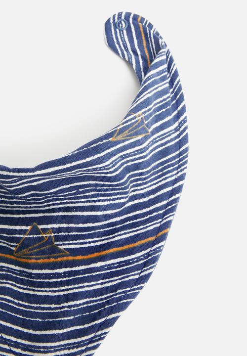 UP Baby - Double face soft jersey bib - blue & white