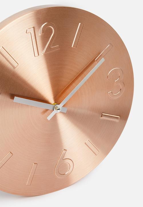 H&S - Embossed aluminium wall clock - copper