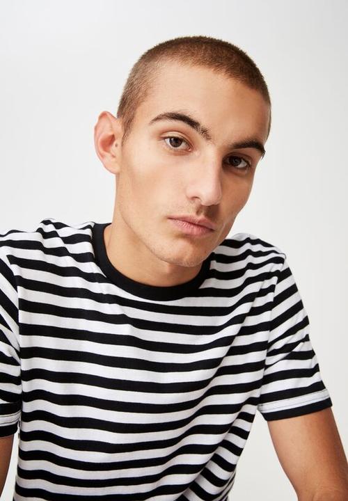 Cotton On - Tbar premium crew - white & black 