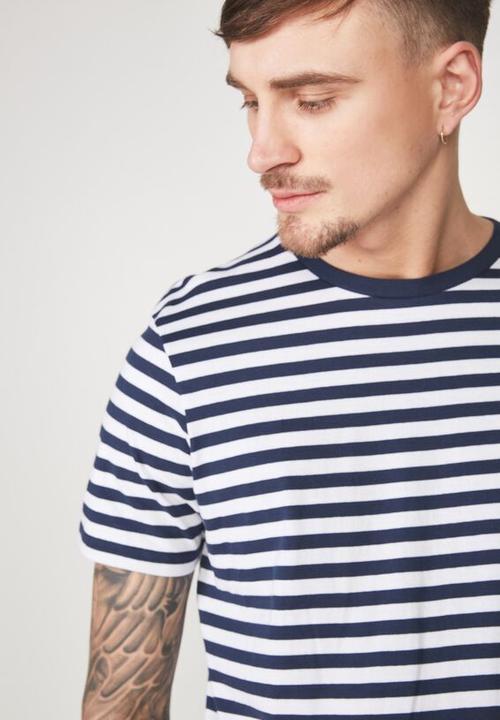 Cotton On - Tbar premium crew - white & navy 