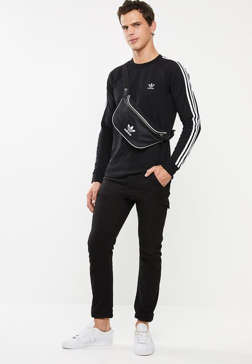 adidas Originals - 3 Stripes long sleeve crew tee - black