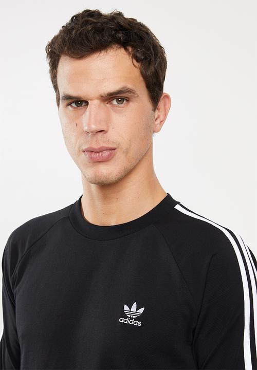 adidas Originals - 3 Stripes long sleeve crew tee - black