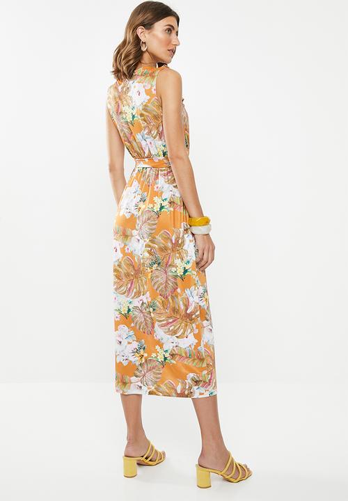 Revenge - Floral wrap dress - orange
