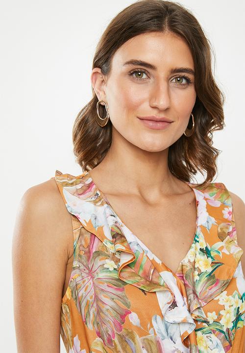 Revenge - Floral wrap dress - orange