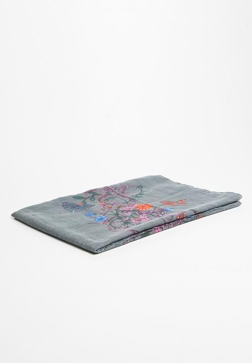 Joy Collectables - Floral print scarf - grey