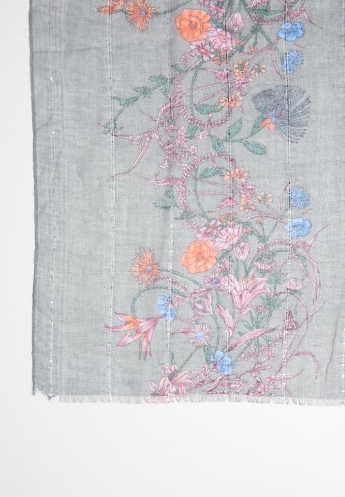 Joy Collectables - Floral print scarf - grey
