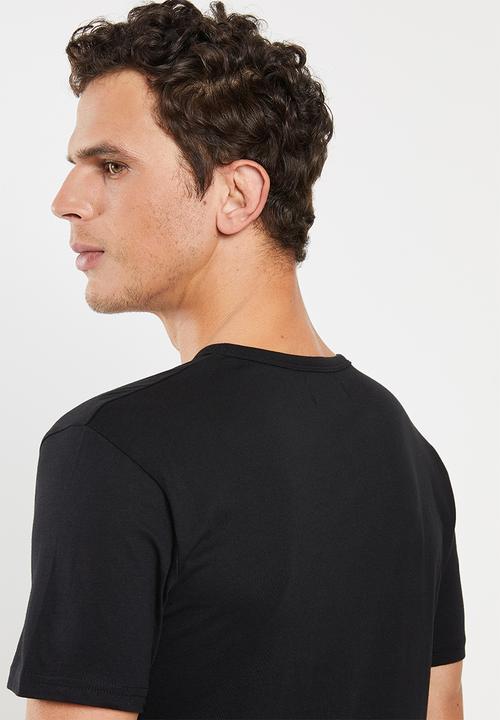 Superbalist - Plain short sleeve 2 pack henley tees - black & white