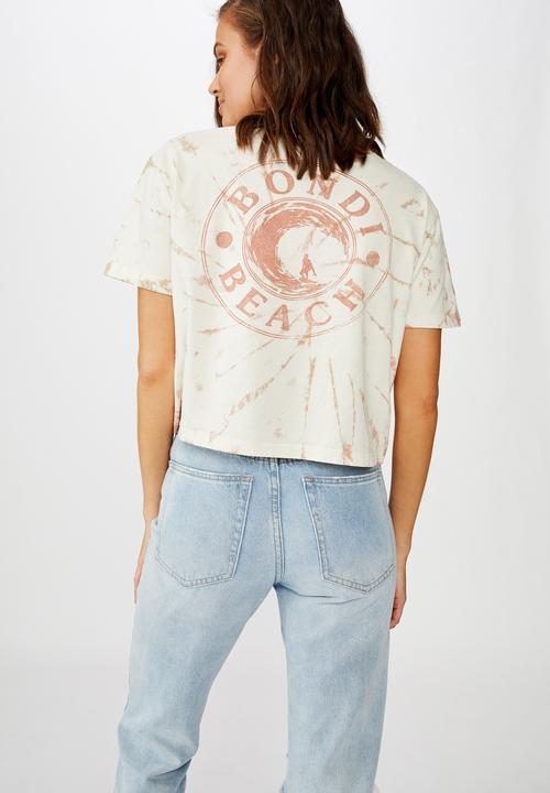 Cotton On - T bar cali graphic tee  - pink & cream