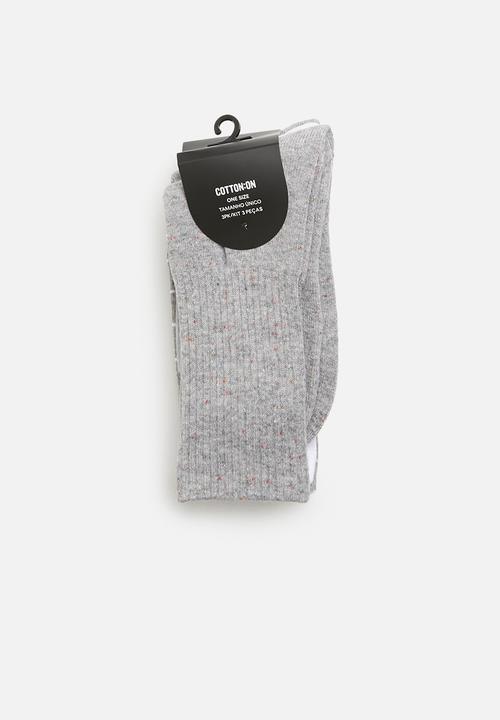 Cotton On - Active 3 pack socks - grey & white 