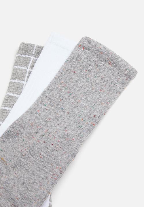 Cotton On - Active 3 pack socks - grey & white 