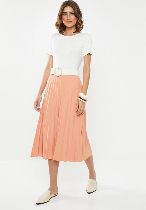 edit - Pleated midi skirt - pink
