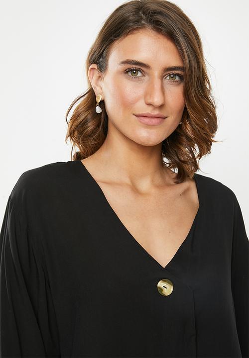 edit - Boxy blouse V-neck - black