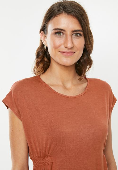edit - Pleat front top - rust
