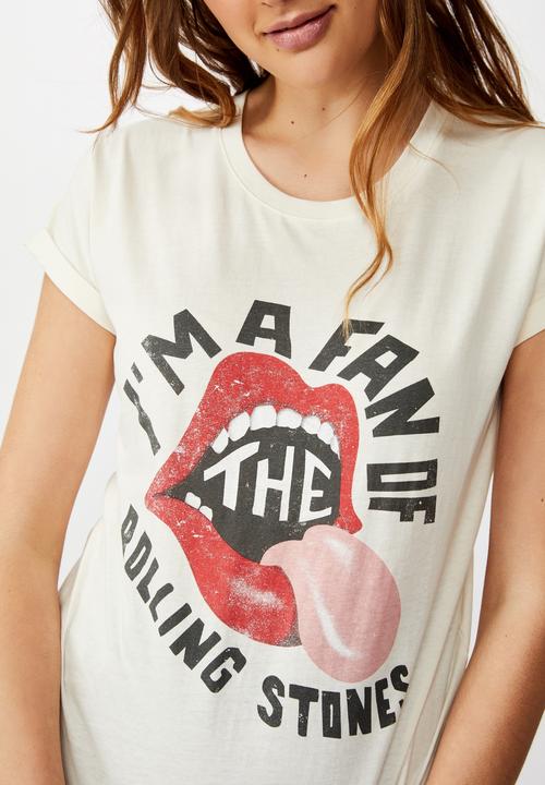 Cotton On - Classic rolling stones tee  - off white 