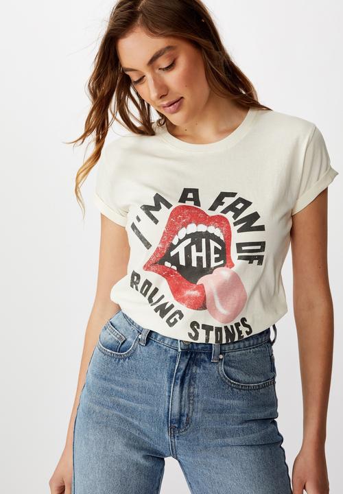 Cotton On - Classic rolling stones tee  - off white 