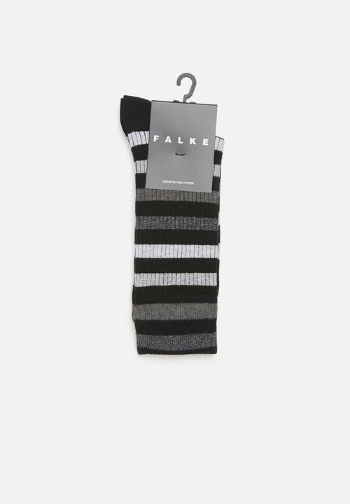 Falke - Falke ribbed stripe socks - black