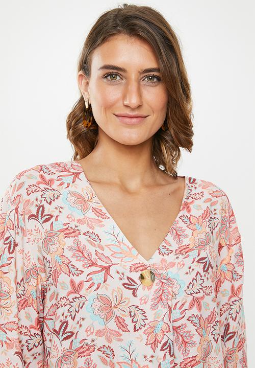 edit - Boxy blouse v-neck - multi